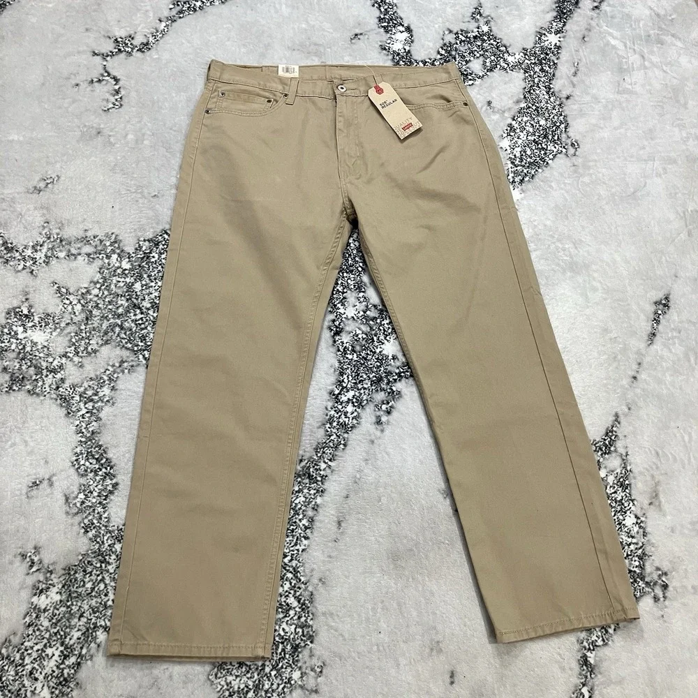 Levi's 505 Regular Fit‎ Jeans Mens Size 38x30 Khaki Straight Leg NWT